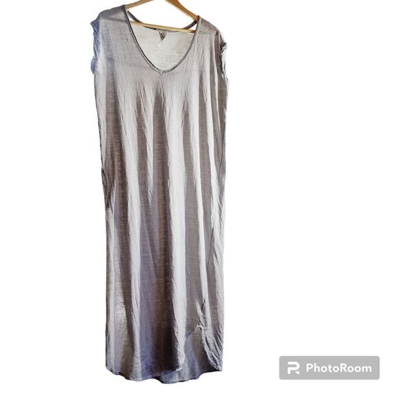 Free People Keep Me Tee Dress Burnout Slit Gray XS - Picture 4 of 6